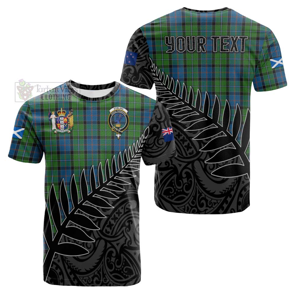 Tartan Vibes Clothing Stirling Crest Tartan Cotton T-shirt with New Zealand Silver Fern Half Style