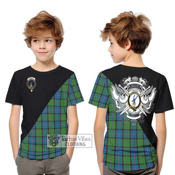 Stirling Tartan Kid T-Shirt with Family Crest and Military Logo Style Youth XL Size14 - Tartanvibesclothing Shop