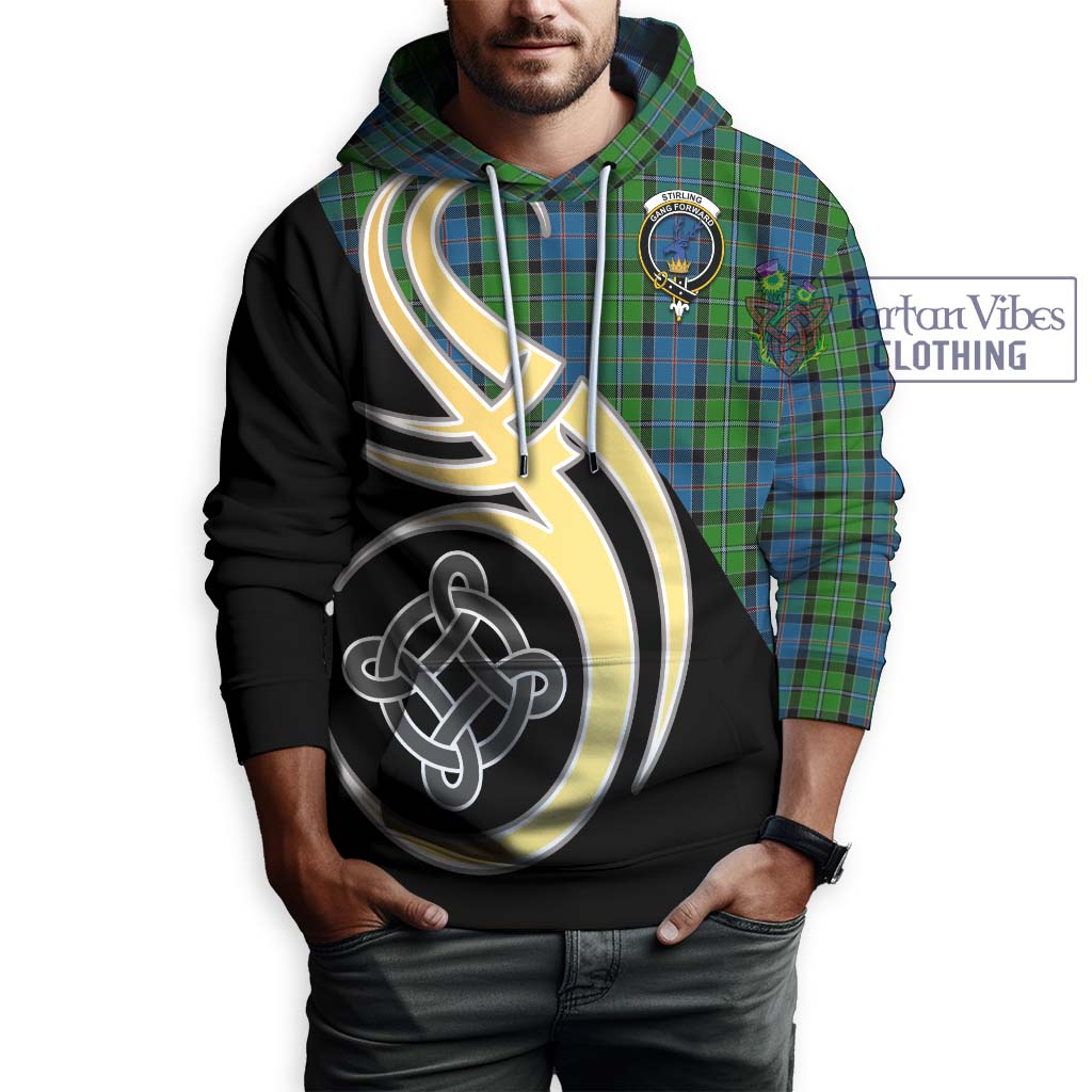 Stirling Tartan Hoodie with Family Crest and Celtic Symbol Style Zip Hoodie - Tartan Vibes Clothing