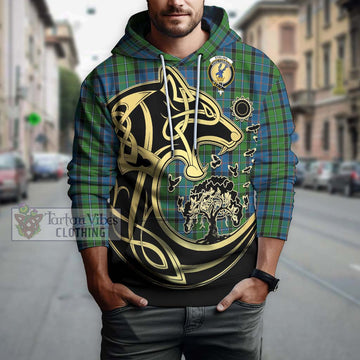 Stirling Tartan Hoodie with Family Crest Celtic Wolf Style Zip Hoodie - Tartan Vibes Clothing