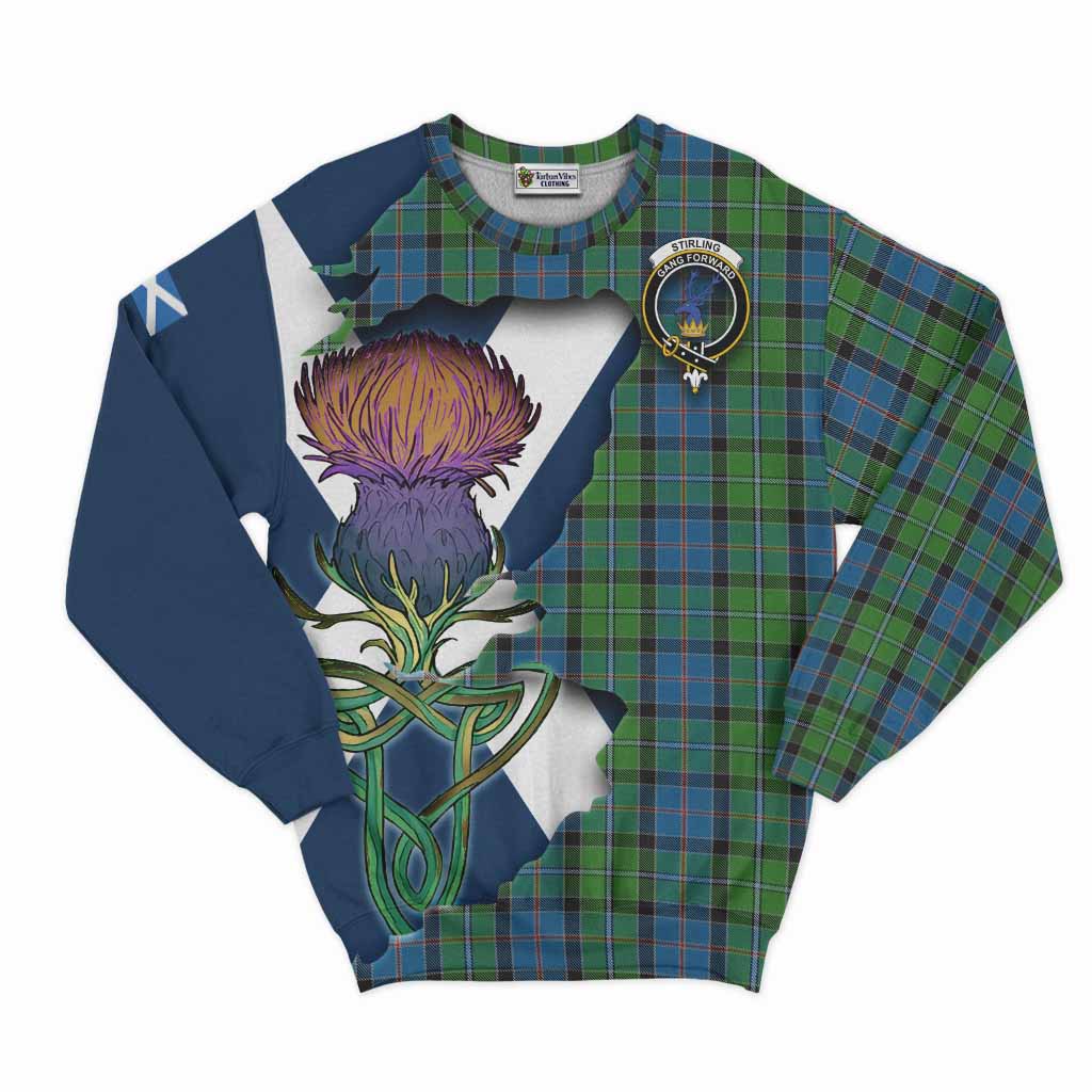 Tartan Vibes Clothing Stirling Tartan Family Crest Sweatshirt Scottish Thistle Celtic Inspired