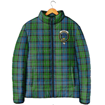 Stirling Tartan Padded Jacket with Family Crest Men's Padded Jacket - Tartan Vibes Clothing