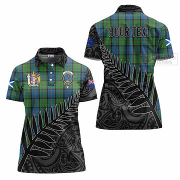 Tartan Vibes Clothing Stirling Crest Tartan Women's Polo Shirt with New Zealand Silver Fern Half Style