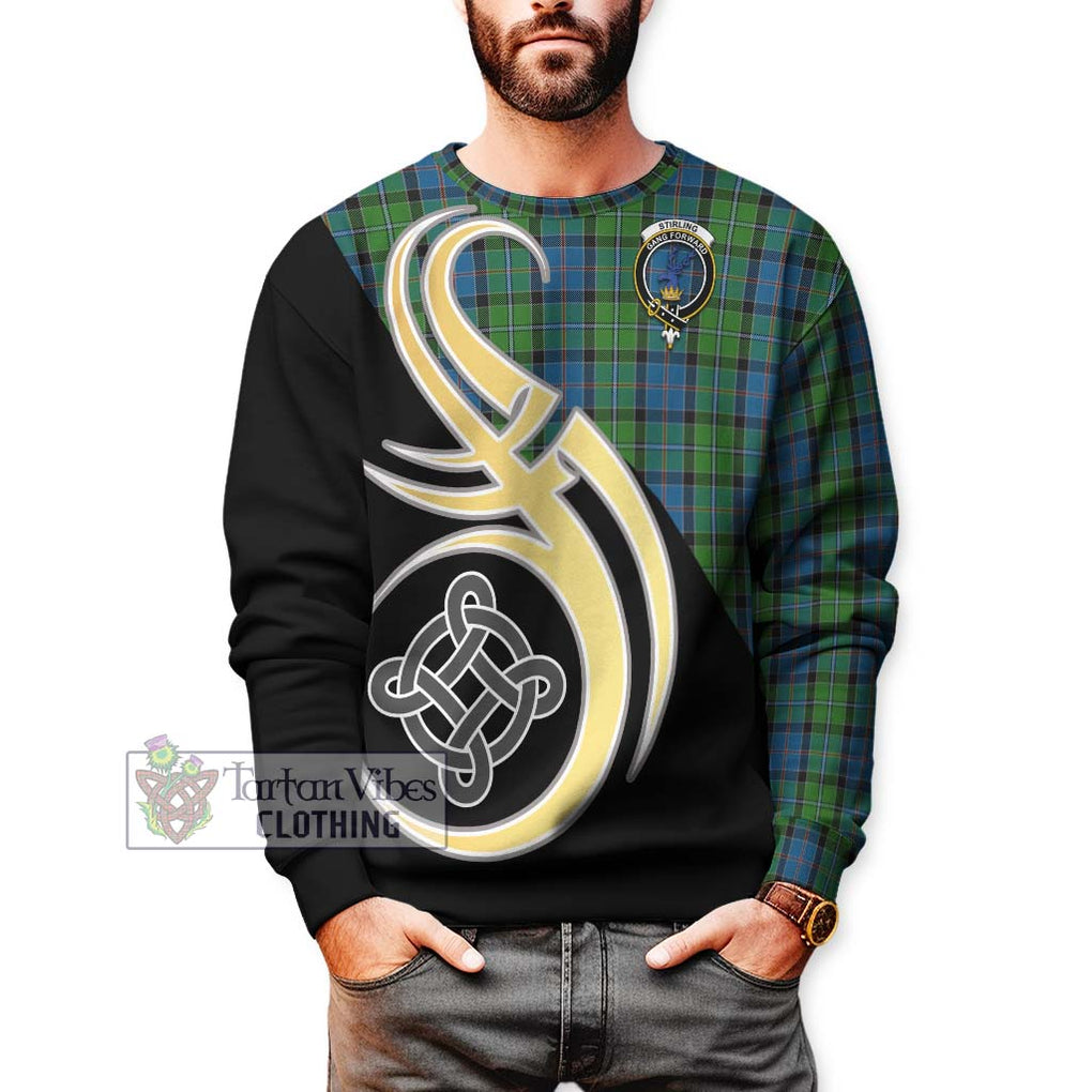 Stirling Tartan Sweatshirt with Family Crest and Celtic Symbol Style Unisex - Tartan Vibes Clothing