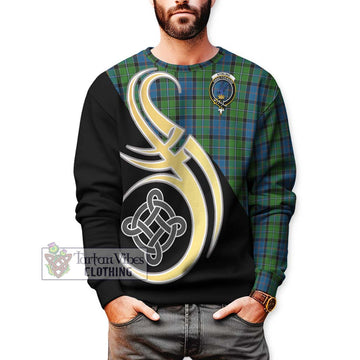 Stirling Tartan Sweatshirt with Family Crest and Celtic Symbol Style Unisex - Tartan Vibes Clothing