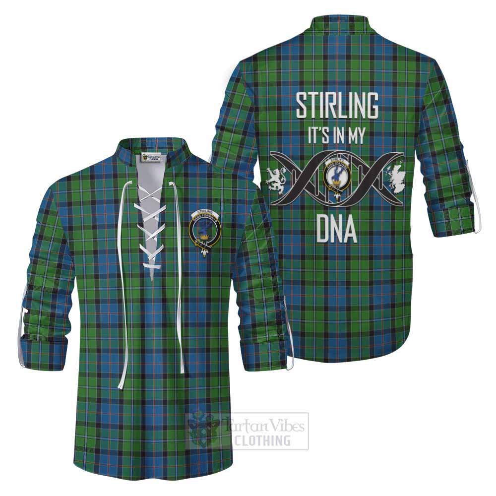 Tartan Vibes Clothing Stirling Tartan Ghillie Kilt Shirt with Family Crest DNA In Me Style