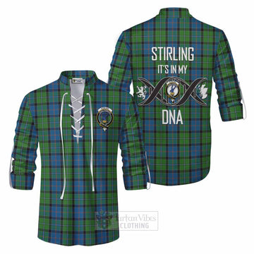 Tartan Vibes Clothing Stirling Tartan Ghillie Kilt Shirt with Family Crest DNA In Me Style