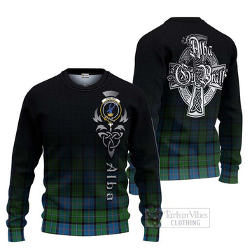 Tartan Vibes Clothing Stirling Tartan Knitted Sweater Featuring Alba Gu Brath Family Crest Celtic Inspired