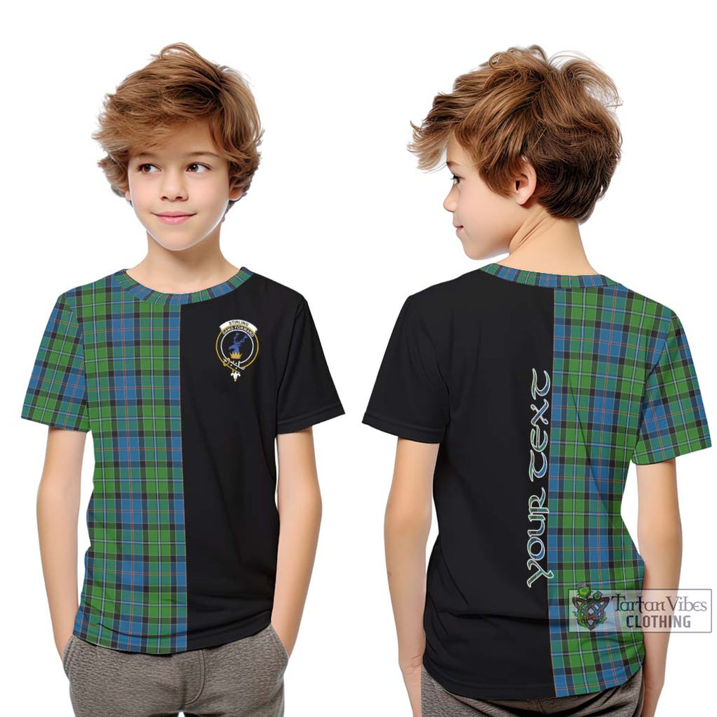 Stirling Tartan Kid T-Shirt with Family Crest and Half Of Me Style Youth XL Size14 - Tartanvibesclothing Shop