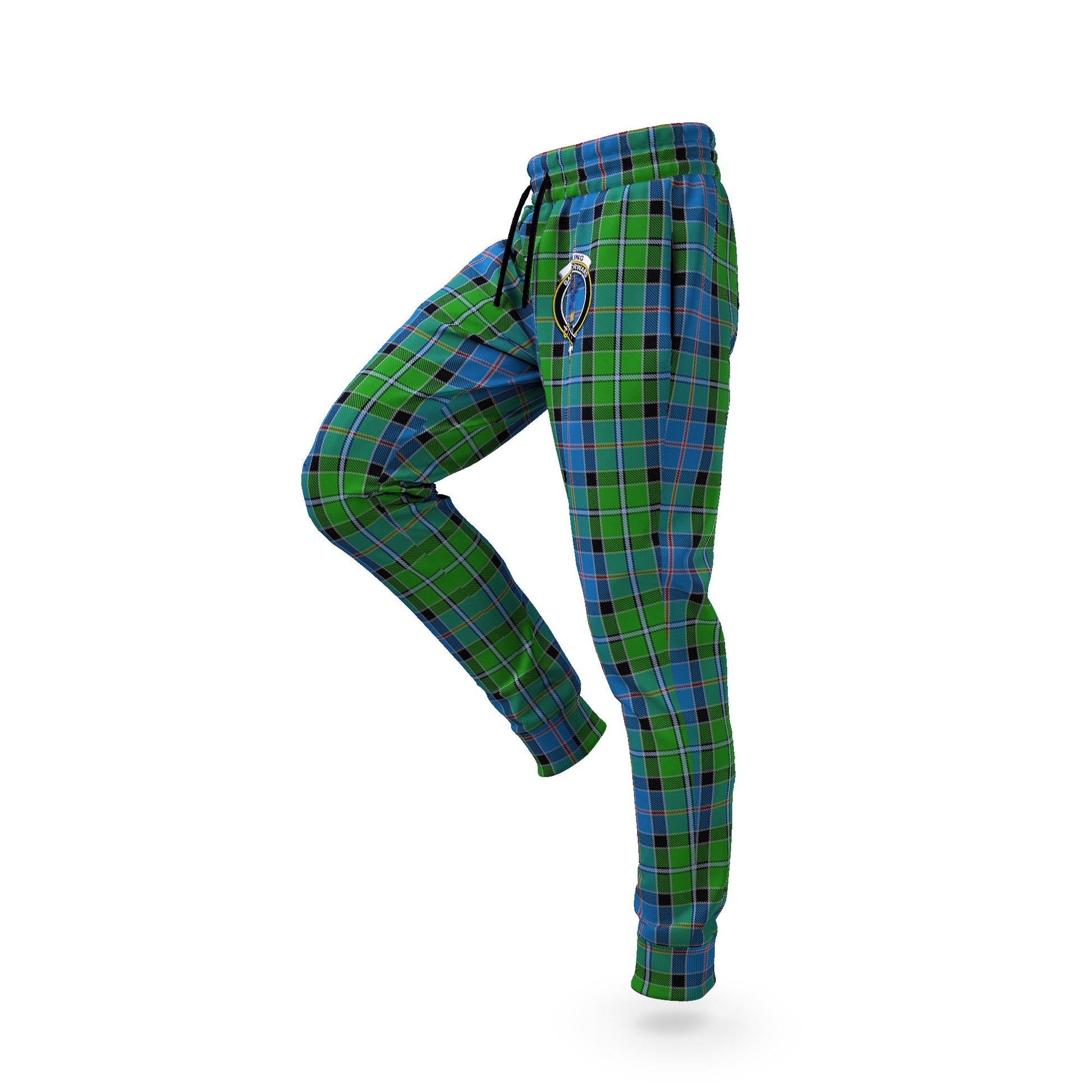 Stirling Tartan Joggers Pants with Family Crest S - Tartanvibesclothing Shop