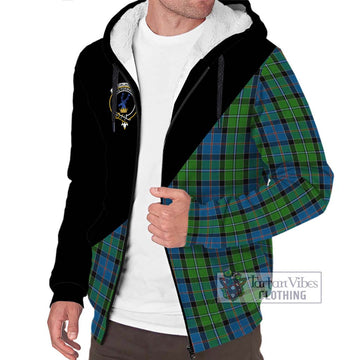 Stirling Tartan Sherpa Hoodie with Family Crest and Military Logo Style Unisex S - Tartanvibesclothing Shop