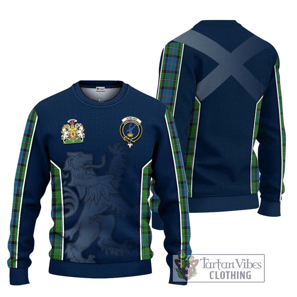 Stirling Tartan Knitted Sweater with Family Crest and Lion Rampant Vibes Sport Style Unisex - Tartan Vibes Clothing