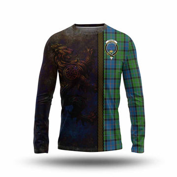 Tartan Vibes Clothing Stirling Tartan Family Crest Long Sleeve T-Shirt Alba Gu Brath Be Brave Lion Ancient Style