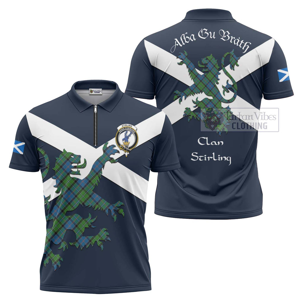 Tartan Vibes Clothing Stirling Tartan Lion Rampant Zipper Polo Shirt – Proudly Display Your Heritage with Alba Gu Brath and Clan Name