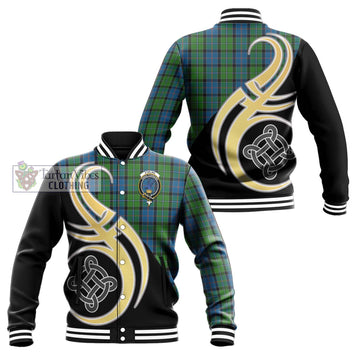 Stirling Tartan Baseball Jacket with Family Crest and Celtic Symbol Style Unisex - Tartan Vibes Clothing