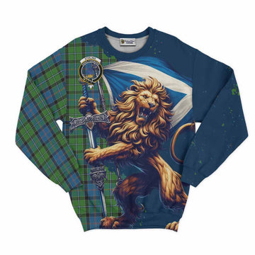 Tartan Vibes Clothing Stirling Tartan Family Crest Sweatshirt with Scottish Majestic Lion