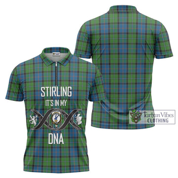Stirling Tartan Zipper Polo Shirt with Family Crest DNA In Me Style Unisex - Tartanvibesclothing Shop