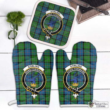 Stirling Tartan Combo Oven Mitt & Pot-Holder with Family Crest Combo 1 Oven Mitt & 1 Pot-Holder White - Tartan Vibes Clothing