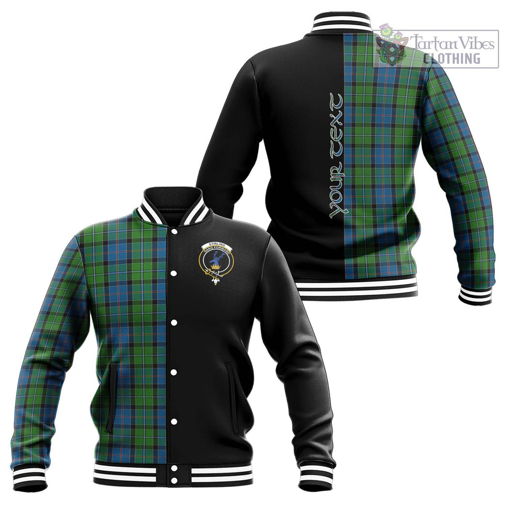 Stirling Tartan Baseball Jacket with Family Crest and Half Of Me Style Unisex - Tartanvibesclothing Shop