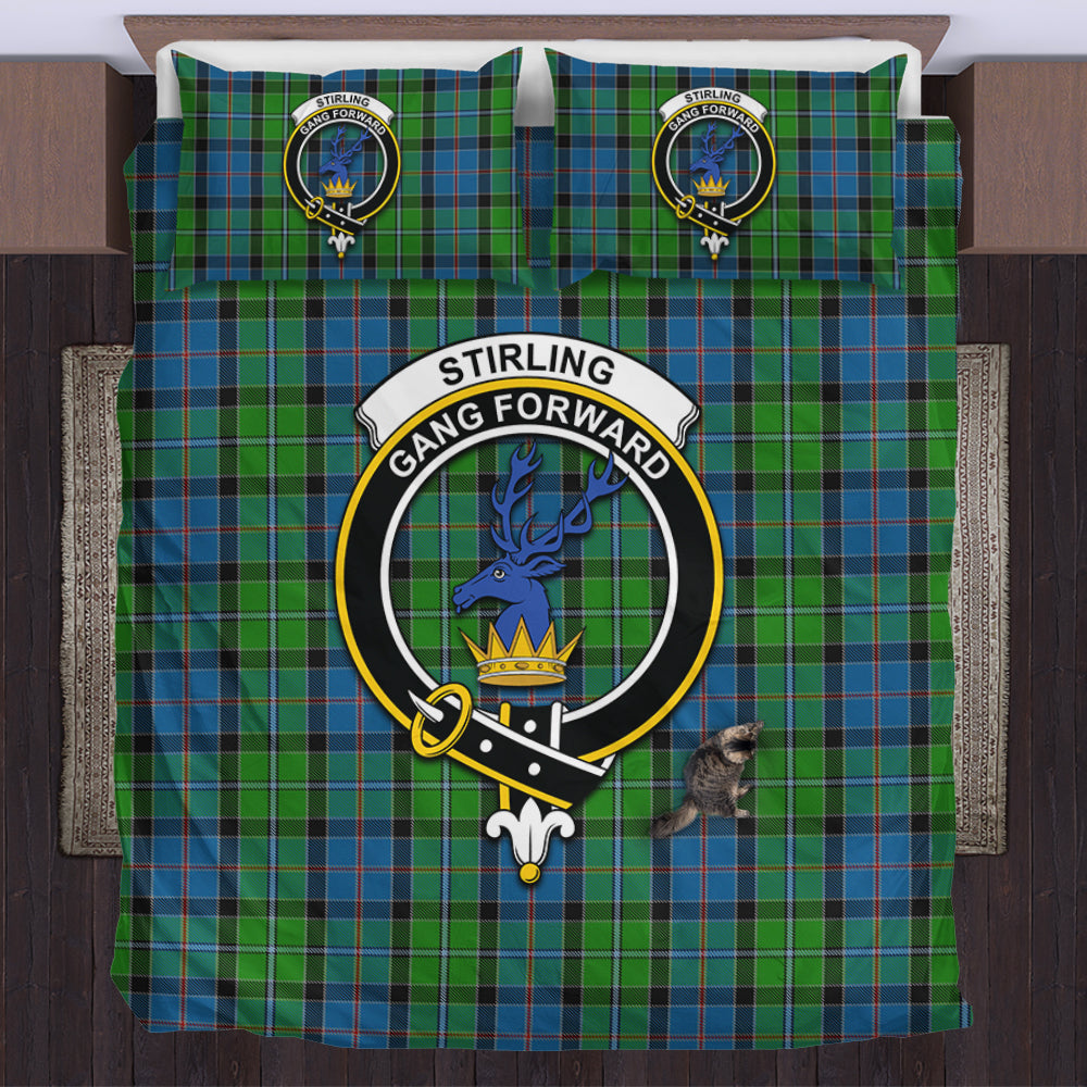 Stirling Tartan Bedding Set with Family Crest US Bedding Set - Tartan Vibes Clothing