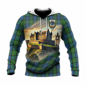 Tartan Vibes Clothing Stirling Tartan Family Crest Knitted Hoodie with Scottish Ancient Castle Style