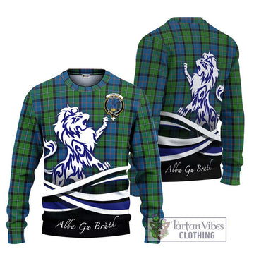 Stirling Tartan Knitted Sweater with Alba Gu Brath Regal Lion Emblem Unisex - Tartanvibesclothing Shop