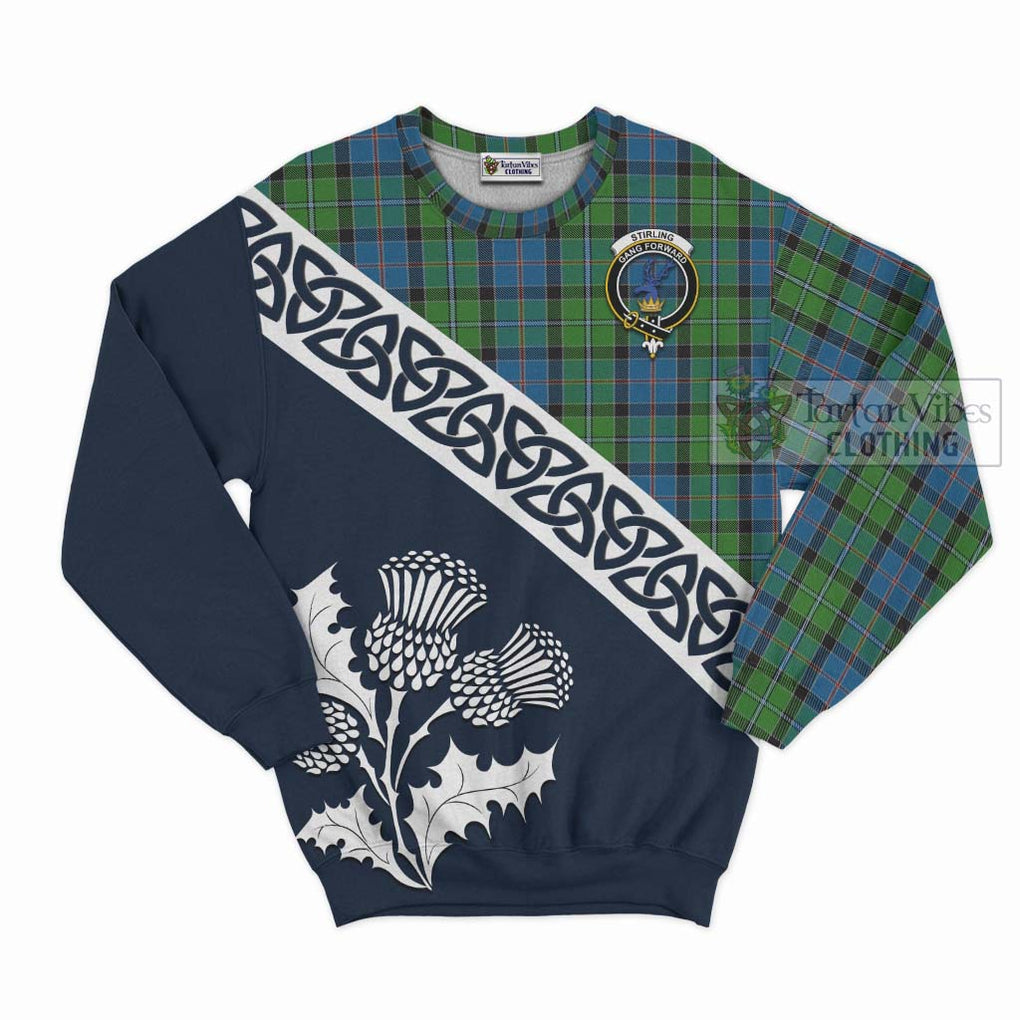 Tartan Vibes Clothing Stirling Tartan Sweatshirt Featuring Thistle and Scotland Map