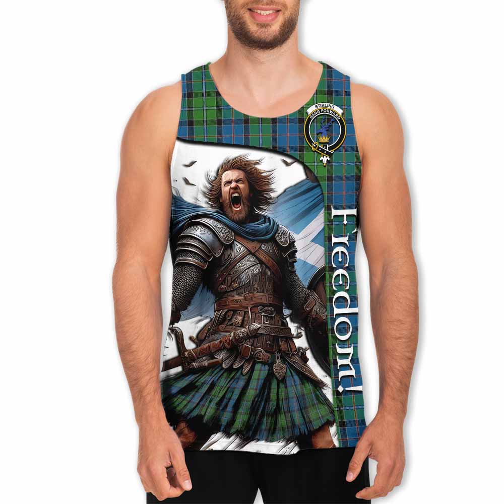 Tartan Vibes Clothing Stirling Crest Tartan Men's Tank Top Inspired by the Freedom of Scottish Warrior