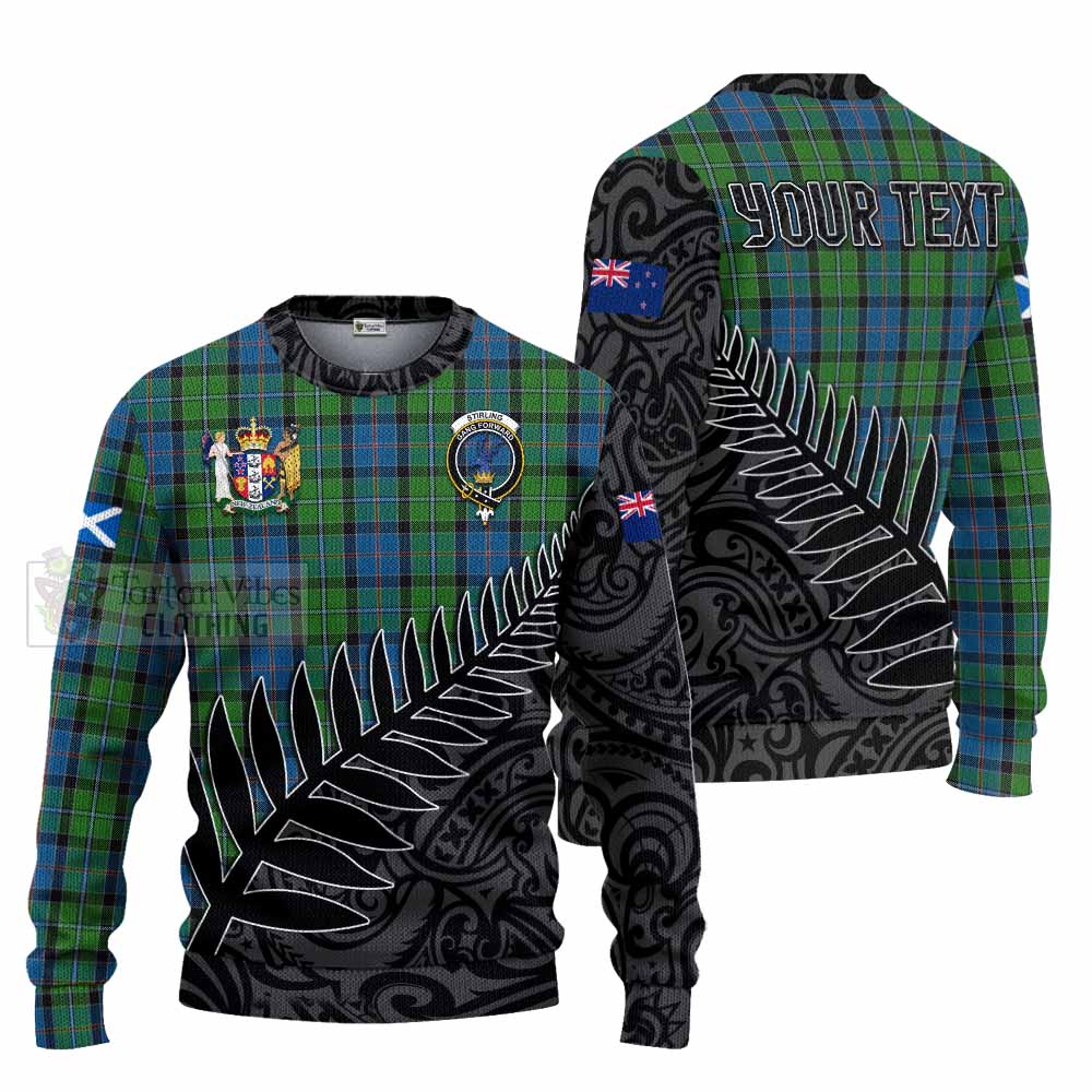Tartan Vibes Clothing Stirling Crest Tartan Knitted Sweater with New Zealand Silver Fern Half Style
