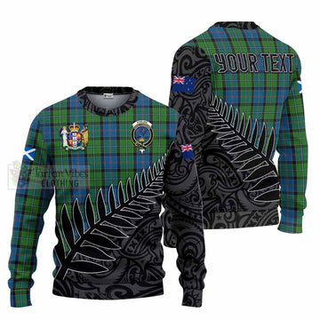 Tartan Vibes Clothing Stirling Crest Tartan Knitted Sweater with New Zealand Silver Fern Half Style