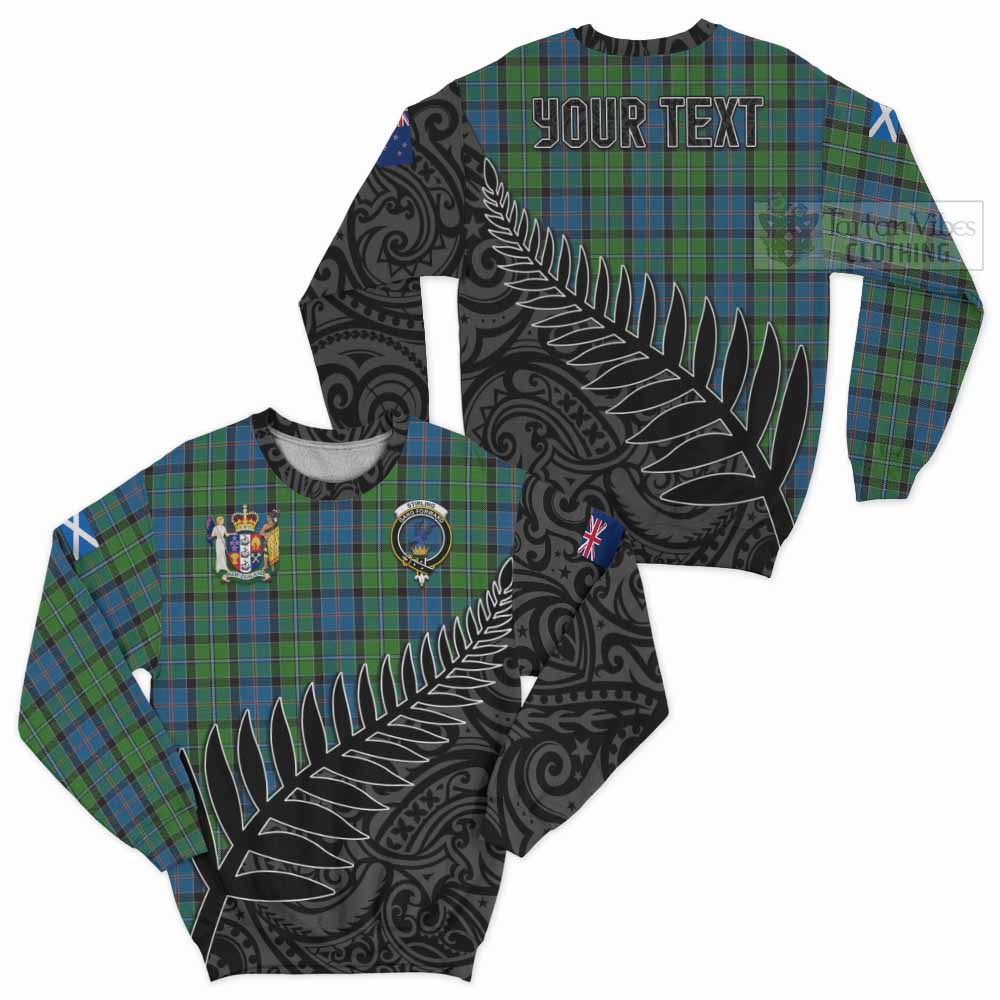Tartan Vibes Clothing Stirling Crest Tartan Sweatshirt with New Zealand Silver Fern Half Style