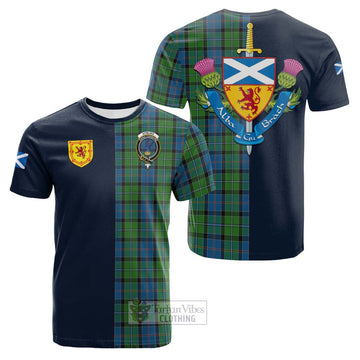 Tartan Vibes Clothing Stirling Tartan Cotton T-shirt with Scottish Lion Royal Arm Half Style