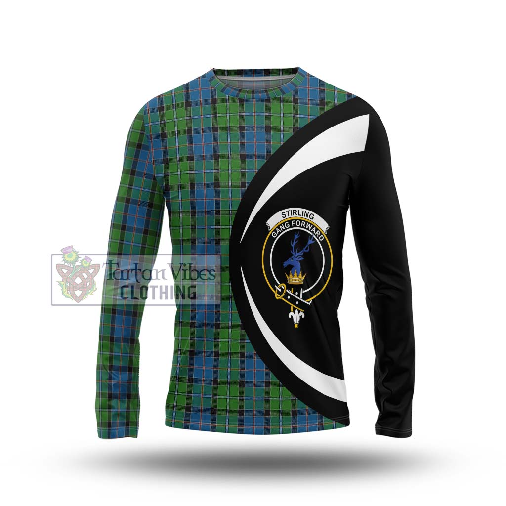 Stirling Tartan Long Sleeve T-Shirt with Family Crest Circle Style Unisex - Tartan Vibes Clothing
