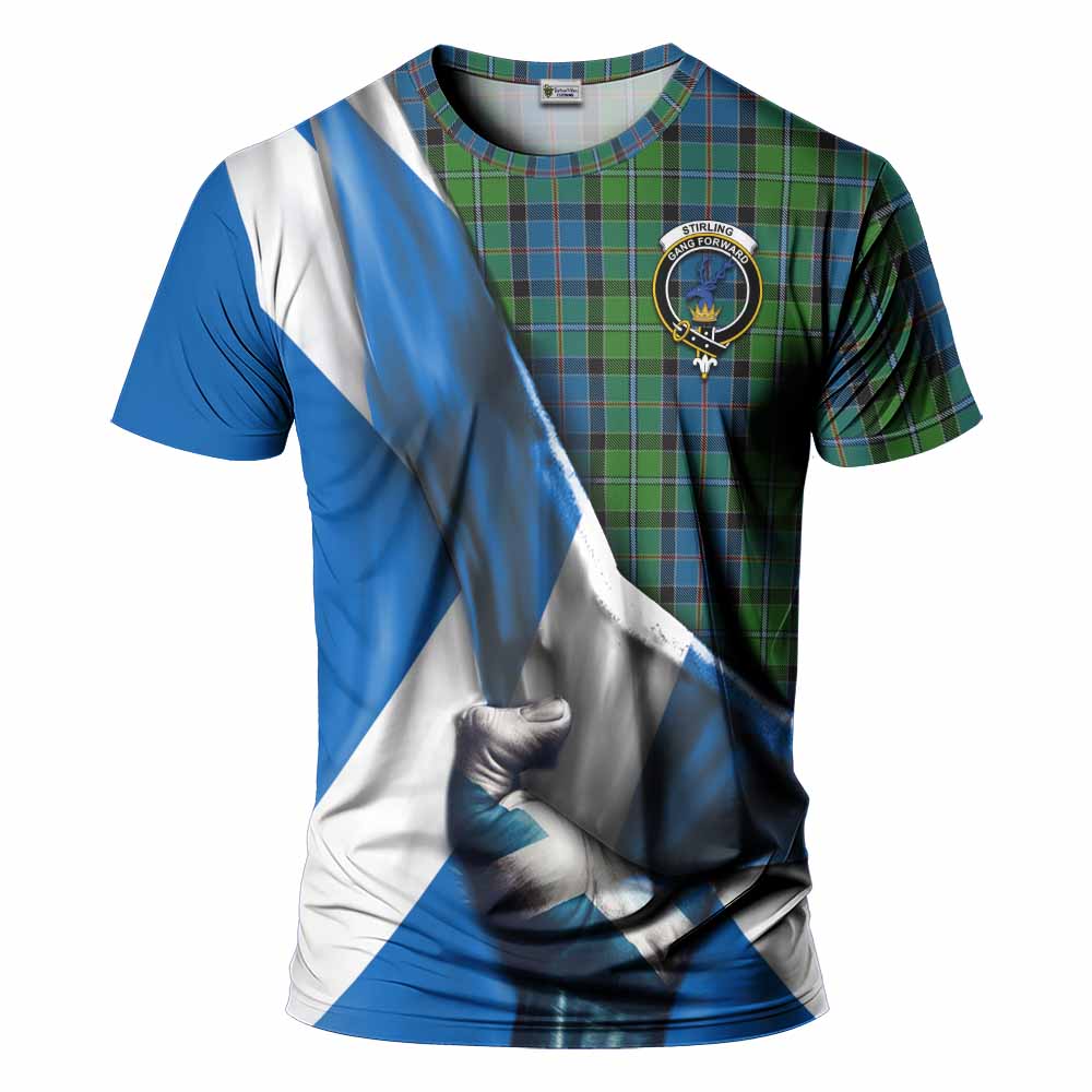 Tartan Vibes Clothing Stirling Tartan T-Shirt with Family Crest Scotland Patriotic Style