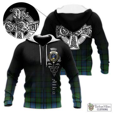 Tartan Vibes Clothing Stirling Tartan Knitted Hoodie Featuring Alba Gu Brath Family Crest Celtic Inspired