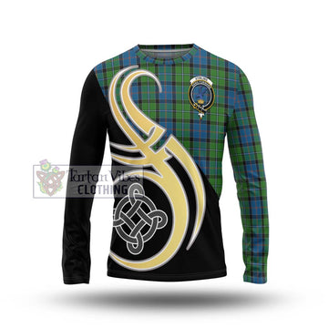 Stirling Tartan Long Sleeve T-Shirt with Family Crest and Celtic Symbol Style Unisex - Tartan Vibes Clothing
