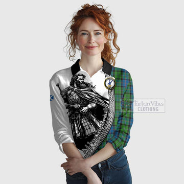 Tartan Vibes Clothing Stirling Tartan Clan Crest Women's Casual Shirt with Highlander Warrior Celtic Style
