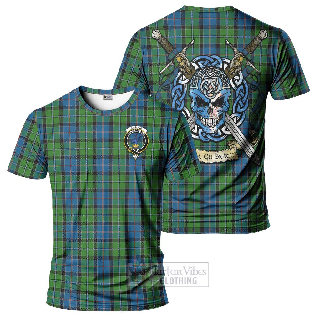 Tartan Vibes Clothing Stirling Tartan T-Shirt with Family Crest Celtic Skull Style