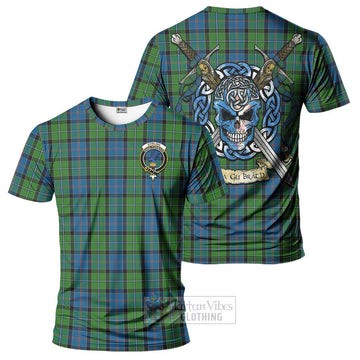 Tartan Vibes Clothing Stirling Tartan T-Shirt with Family Crest Celtic Skull Style