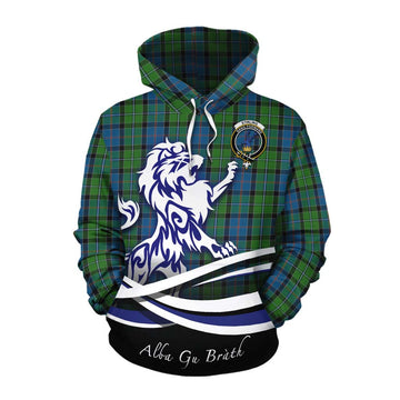Tartan Vibes Clothing Stirling Tartan Cotton Hoodie with Alba Gu Brath Regal Lion Emblem
