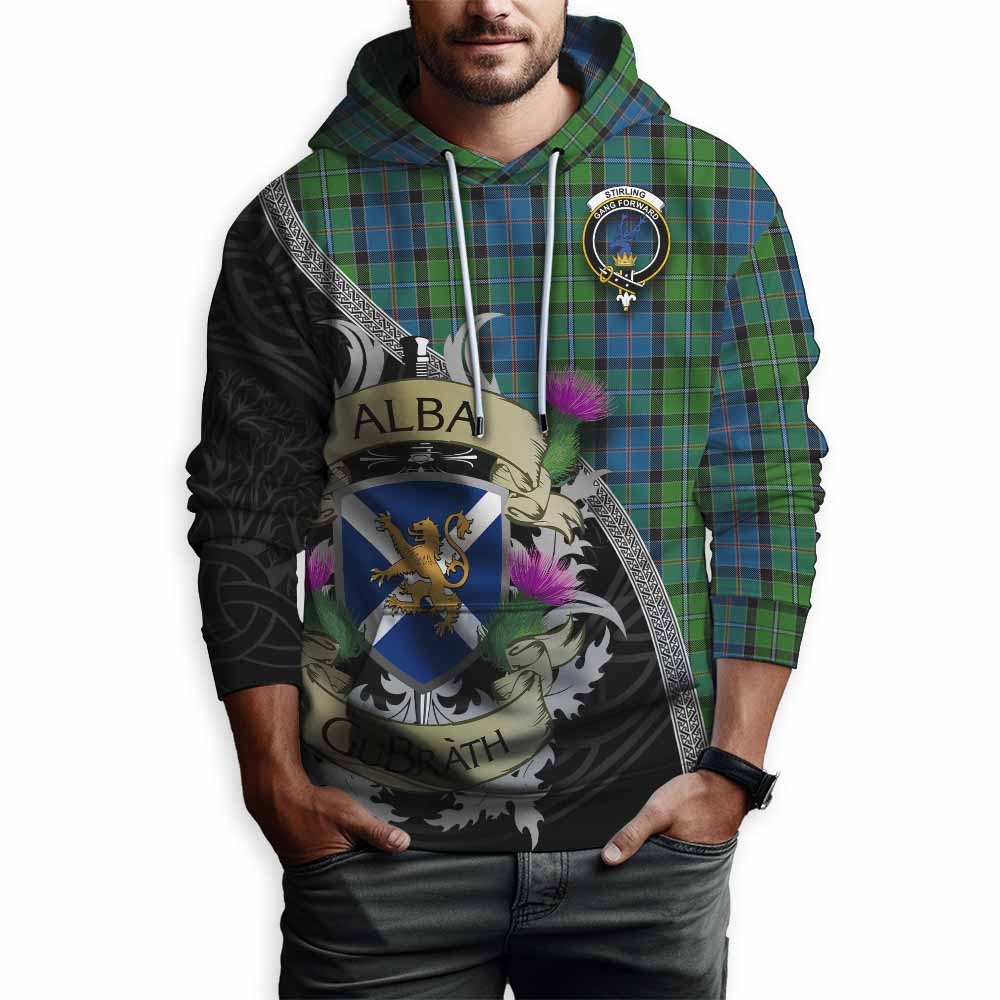 Tartan Vibes Clothing Stirling Tartan Family Crest Hoodie Lion Rampant Royal Thistle Shield Celtic Inspired