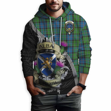 Tartan Vibes Clothing Stirling Tartan Family Crest Hoodie Lion Rampant Royal Thistle Shield Celtic Inspired