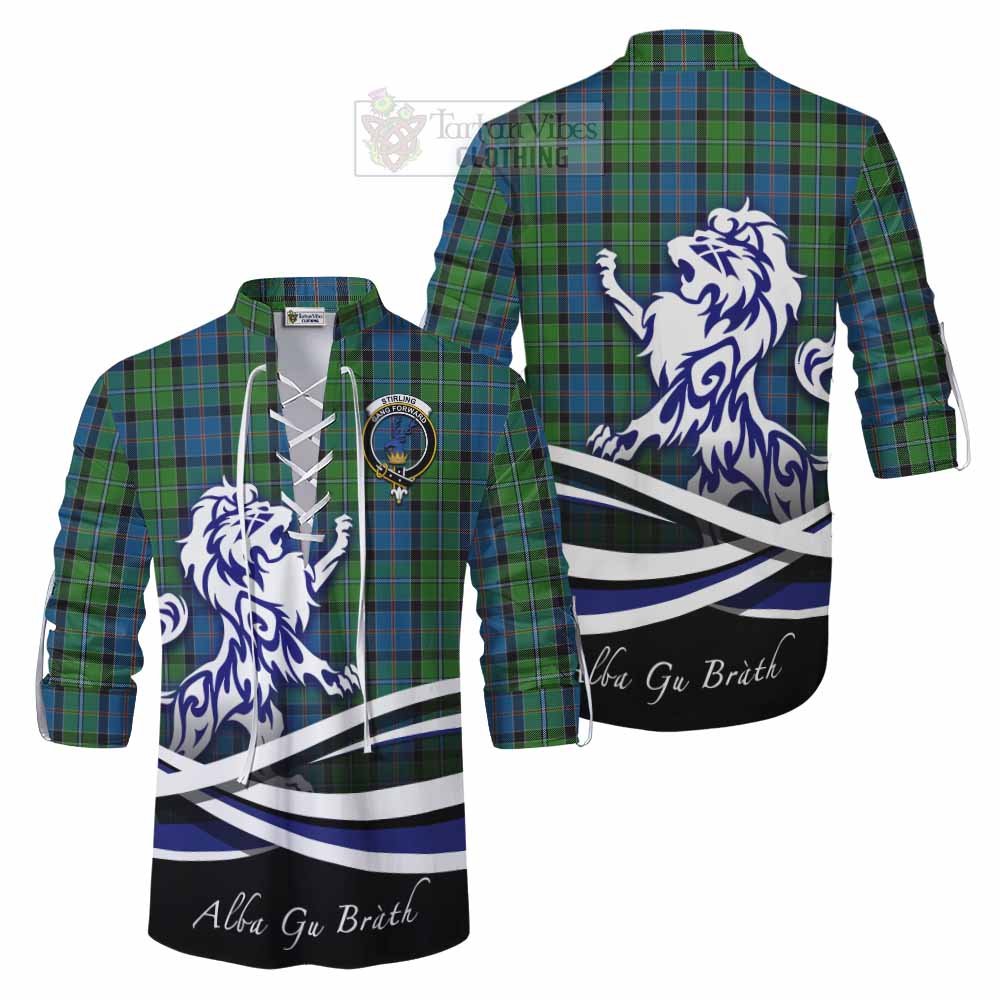 Tartan Vibes Clothing Stirling Tartan Ghillie Kilt Shirt with Alba Gu Brath Regal Lion Emblem