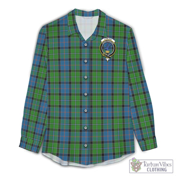 Stirling Tartan Womens Casual Shirt with Family Crest