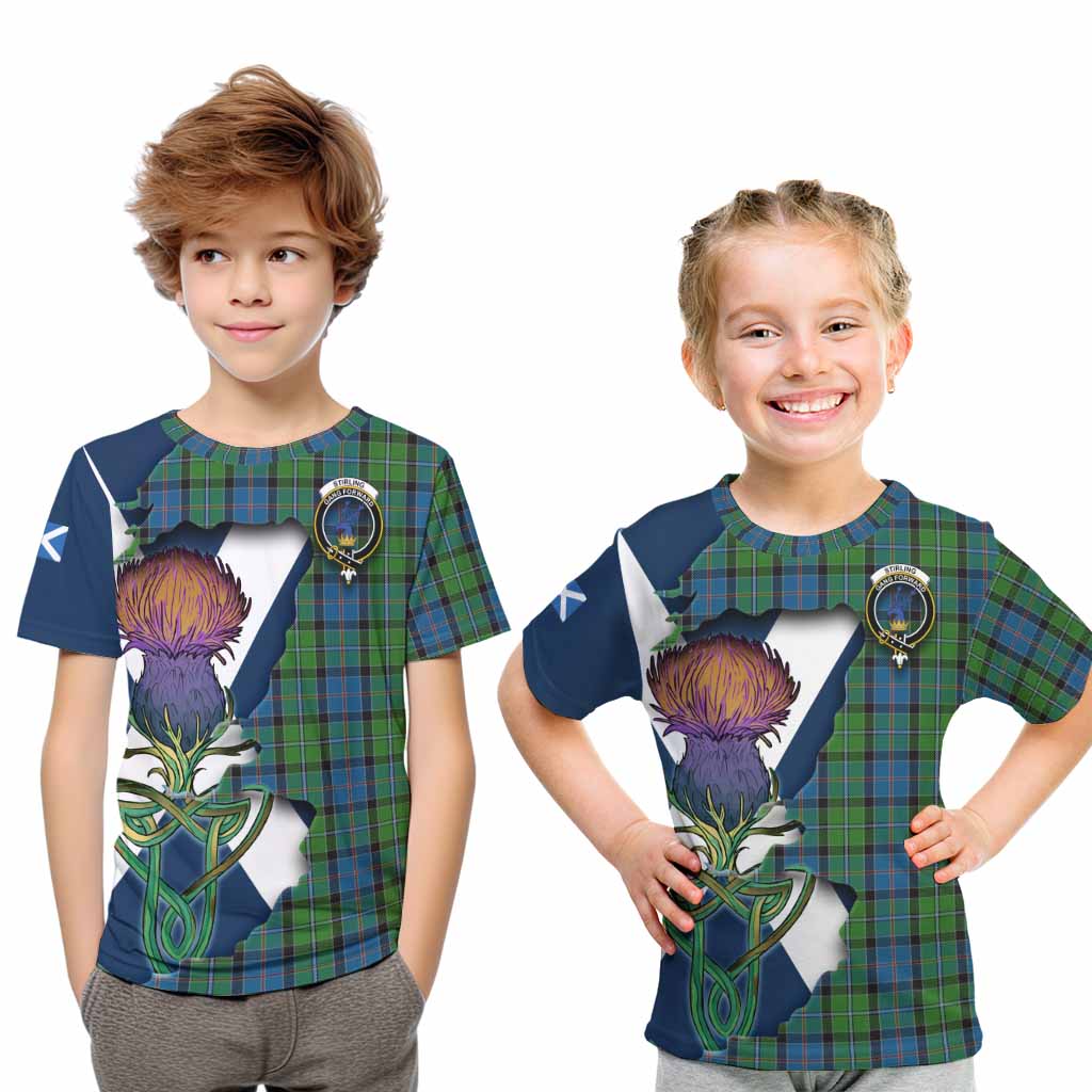 Tartan Vibes Clothing Stirling Tartan Family Crest Kid T-Shirt Scottish Thistle Celtic Inspired