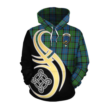 Tartan Vibes Clothing Stirling Tartan Cotton Hoodie with Family Crest and Celtic Symbol Style