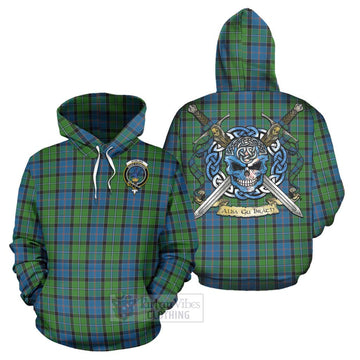Tartan Vibes Clothing Stirling Tartan Hoodie with Family Crest Celtic Skull Style