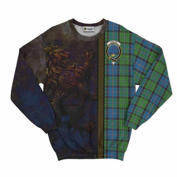 Tartan Vibes Clothing Stirling Tartan Family Crest Sweatshirt Alba Gu Brath Be Brave Lion Ancient Style