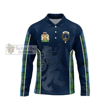 Stirling Tartan Long Sleeve Polo Shirt with Family Crest and Lion Rampant Vibes Sport Style Unisex - Tartan Vibes Clothing