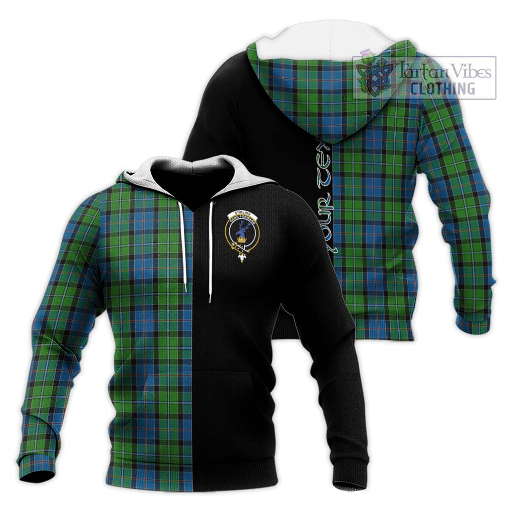 Stirling Tartan Knitted Hoodie with Family Crest and Half Of Me Style Unisex Knitted Pullover Hoodie - Tartanvibesclothing Shop